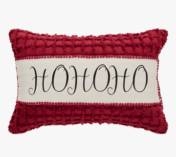 faire-vhc brands Christmas throw pillow Kringle Chenille Ho Ho Ho Pillow 14x22